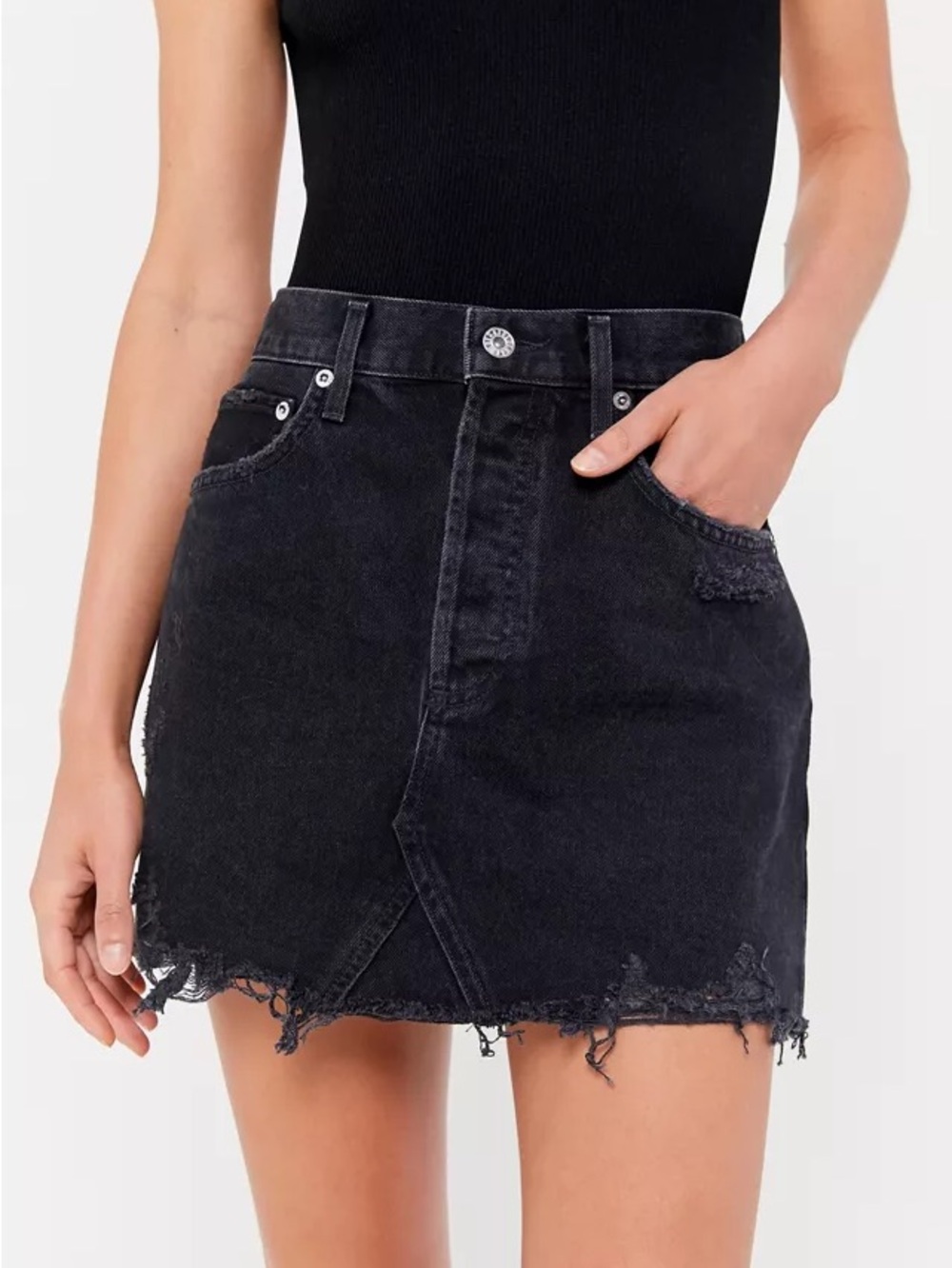 Agolde Black Denim Mini Skirt